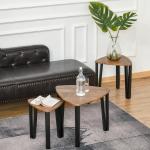 Soffbord 3-Pack Sidobord Staplingsbord Häckbord MDF för Vardagsrum och Dekoration Natur Svart