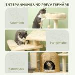 Skrapstolpe Kattträd Beige av Sisal och Plysch för Katter upp till 5 kg med Grotta och Säng 112 cm