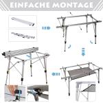 Campingbord Prisvärd Silver Aluminium för Picknick och Camping med Höjdjustering och Praktisk Bärväska för Resor 120 x 69 x 59-78 cm