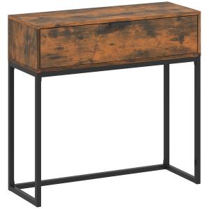 Konsolbord Industriell Svart och Brun Metall för Hall och Vardagsrum med Låda Smalt Bord 80x30x76 cm