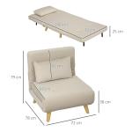 Sovstol Bäddfåtölj Hopfällbar Beige av Sammetslook och Metall för Vardagsrum Relaxstol med Sängfunktion och Kuddar