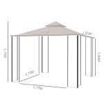 Trädgårdstält med Dubbeltak Myggnät och Sidoväggar Ventilationsluckor Polyester Beige Svart 295 X 295 X 275 Cm