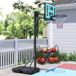 Basketkorg Höjdjusterbar 146-236 cm, Rullbart Basketstativ i Stål och Plast, Svart