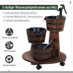 Cascade Fontän Träfat med Vattenpump Inomhusfontän Granträ och Förkolnat Trä för Trädgård och Terrass 60 X 60 X 78 Cm