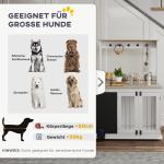 Hundbur Hundlåda Vit av Trä och Metall för Stora Hundar Inomhus Bur med 3 Dörrar och Förvaring