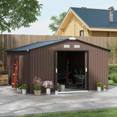 Redskapsbod Trädgårdsskjul Trädgårdsbod med Taktak Brun 340