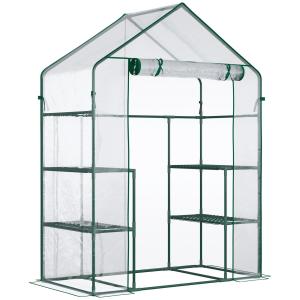 Walk-in Växthus för Tomater, Rymligt Drivhus med 6 Hyllor, Skyddar Växter mot Kyla och Skadedjur, Transparent, 142 x 73 x 195 cm
