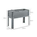 Upphöjd Bädd Planteringslåda Grå av Stål för Trädgård och Balkong Odlingslåda för Örter och Grönsaker 100 x 45 x 80 cm