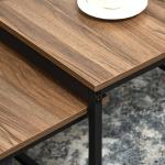 Soffbordsset Sidobord Set om 2 Natur Svart av Trälook och Stål för Vardagsrum Industriell Design Robusta Vardagsbord
