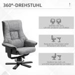 Relaxstol TV-Stol Grå av Mikrofiber och Metall för Vardagsrum Roterande Fåtölj med Pall och Liggfunktion Bekväm Vila 78 x 82,5 x 109 cm