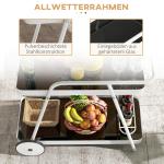 Serveringsvagn Utomhusvagn Svart Vit av Stål och Metall för Trädgård och Terrass 2-Vånings Vagn med Vinställ Robust 86,5 x 51 x 78 cm