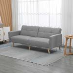 Bäddsoffa med Bäddfunktion och Bekväma Sittkuddar för Vardagsrum Ergonomisk och Prisvärd Grå Linneoptik 205 x 88 cm