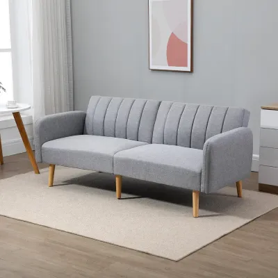 Bäddsoffa 2-Sits Soffa med Sovfunktion Grå 173 x 75 x 73 cm