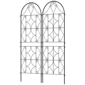 Metallspaljé Set Om 2 För Pluggning Rostskyddad Spaljé För Klätterväxter 50 X 150 Cm Trädgårdsspaljé För Krukväxter Växtspaljé För Tomater Grönsaker Blommor Klätterväxter Svart