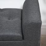 Sittbänk med Förvaring, Klädd Bänk i Linnetyg med Rymligt Fack, Praktisk Hallmöbel, Mörkgrå, 116 x 44 x 58 cm, 130 kg