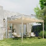 Pergola för Trädgård med Utdragbart Tak och UPF30+ Skydd för Solskydd Hållbar och Stabil Khaki Polyester och Metall 3 x 3 m