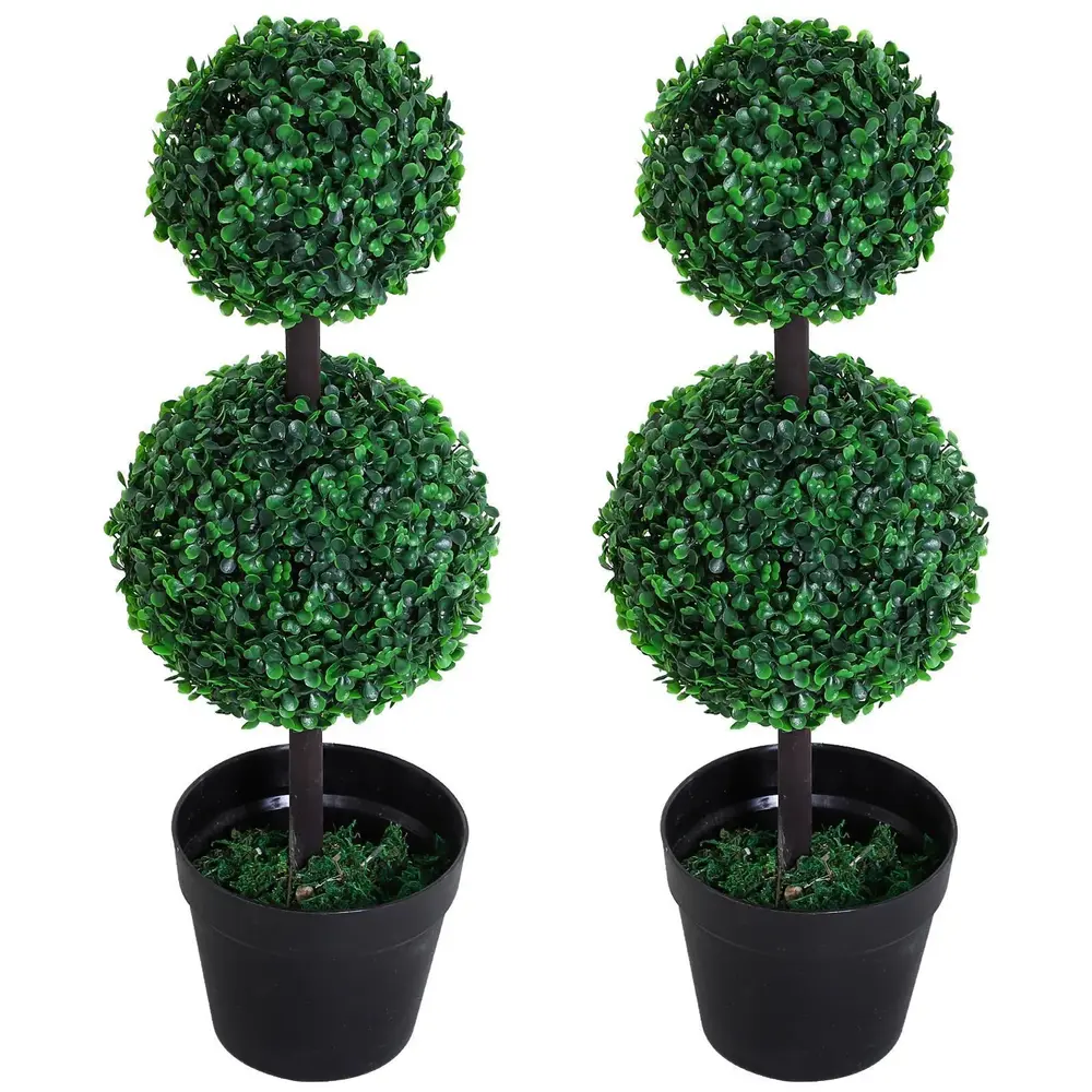 Konstgjord Växt Buxbombollar Set 2 Grön av Plast 67 Cm