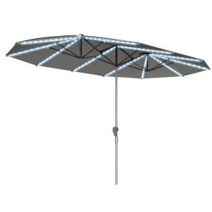 Dubbelparasoll med Solskydd i Aluminium och Polyester, UPF 50+ UV-beständig, Mörkgrå