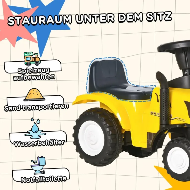 Åkbil Traktor med Släp Gul av Plast och Metall för Barn 2
