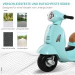 Elektrisk Motorcykel Vespa för Barn, Licensierad Leksaksmotorcykel med Stödhjul, Rolig Körupplevelse för De Minsta, Blågrön, 1,5-3 år