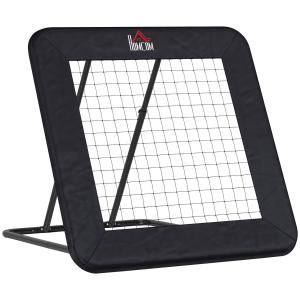 Fotbollsmål med Rebounder, Justerbar Rebound-Vägg för Bollträning, Perfekt för Multisport och Teknikträning, Svart, 128 x 118 x 108-120 cm