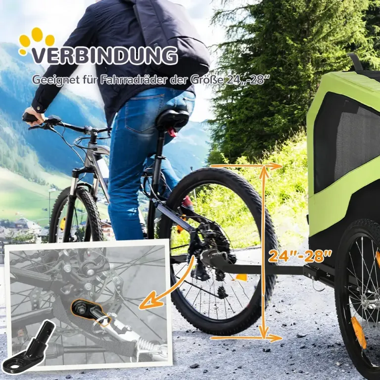 Hundvagn Hundcykelvagn 2-i-1 med Reflexer Grön av Oxford