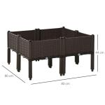 Upphöjd Odlingslåda i Konstrotting 4-Pack, Modulär Planteringsbänk med Dränering, Flexibel Odling för Balkong, Brun, 40 x 40 x 44 cm
