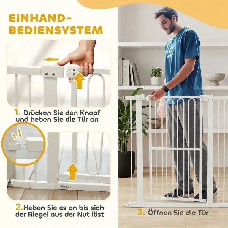 Säkerhetsgrind Trappgrind Vit av Stål för Stora 76-104 cm