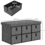 Skobänk Garderobsbänk med 6 Lådor Mörkgrå av Linnelook ve Tyg för Hall ve Entré Skokista för 6 Par Skor 76,5 x 38 x 38 cm