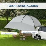 Biltält Baktält Grå av Tyg och Stålram för Camping och Utomhus Vattentätt Regnskydd och Solskydd Bärbart 3 x 2,6 x 2,3-2,6 m