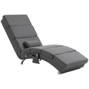 Massagestol och Liggstol med 8 Vibrationspunkter, 5 Lägen, Grå, 56 x 168 x 84 cm
