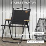 Campingstol Trädgårdsstolar Set med 2 Hopfällbar Svart av Oxford Tyg och Stål för Pool och Strand Trälook Stol