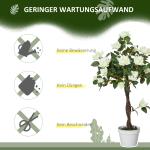 Konstgjord Växt Rosenträd Konstträd i Kruka Röd Grön av Plast för Vardagsrum och Kontor Naturtrogen Dekoration Höjd 90 cm