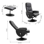 Massagestol med Pall och Förvaring, Ergonomisk TV-Stol med 10 Vibrationspunkter, Bekväm Relaxfåtölj i Konstläder, Svart, 76 x 81 x 105 cm