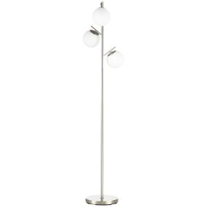 Golvlampa Stålampe Silver Vit av Glas och Metall för Vardagsrum med 3 Glasskärmar E27 Sockel Modern Belysning 169 cm 40 W