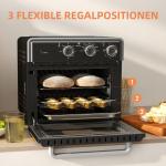 Miniugn Varmluftsfritös Silver av Metall för Kök 20 l Ugn med Cirkulationsluft och 5 Lägen 90-230 Grader