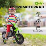 Elmotorcykel för Barn, 12V, med Musik och Träningshjul, 3–6 År, Grön