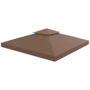 Ersättningstak till Paviljong, Vattenavvisande Takduk i Polyester, Passar de flesta standardramar, Kaffebrun, 3 x 3 m