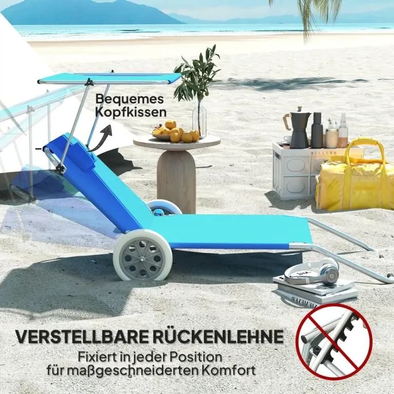 Solstol Trädgårdsstolar Set 2 Blå av Tyg och Metall