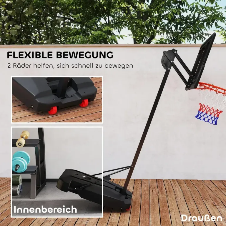 Basketkorg Basketstativ Utomhus Röd av Stål 200-260 cm