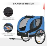 Hundsläp Cykelvagn Blå Svart Oxford Tyg för Hundar och Husdjur med Dragkrok och Nätfönster 130 X 73 X 90 Cm