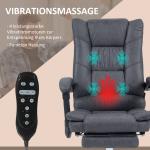 Kontorsstol med Massagefunktion och Fotstöd, Höjdjusterbar, Svart, 64 x 70 x 118 cm
