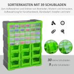 Sorteringslåda Magasin 39 Fack för Verkstäder och Hobbyer Grön 38 X 16 X 47,5 Cm