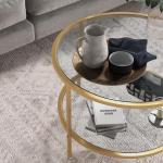 Sidobord Soffbord Guld av Stål för Vardagsrum och Sovrum Runt Bord med Hylla Elegant Design Ø 60 x 43 cm