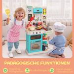 Köksleksaker Set 92 Delar Grön Plast för Barn 3 till 6 År Stort Tillbehörspaket för Lekkök med Fungerande Vattenkran och Matvaror Rolig Present
