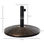 Tung Parasollfot Korgdesign Rund Paraplyhållare Cement och Harts Väderbeständig Antik Bronsfinish Brons 53 X 40 Cm 25 Kg