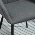 Matsalsstolar i Linnetyg 2-Pack, Bekväma Kökstolar med Armstöd och Metallben, Modern Design för Matplatsen, Mörkgrå, 59,5 x 56,5 x 81 cm