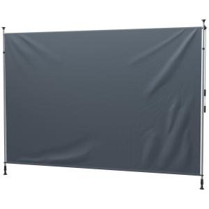Spännmarkis Markis med Handvev Mörkgrå av Polyester och Metall för Terrass och Balkong Höj- och Sänkbar Solskydd 350 cm