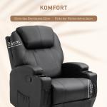 Elektrisk Massagestol med Fjärrkontroll, Bekväm TV-Fåtölj med Värme och Liggfunktion, Mjukt Konstläder för Vardagsrum, Svart, 84 x 92 x 109 cm