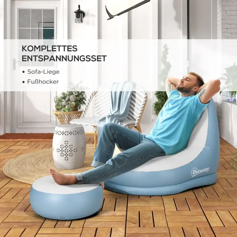 Uppblåsbar Soffa Luftsoffa Vit och Hem 125 x 100 x 87 cm